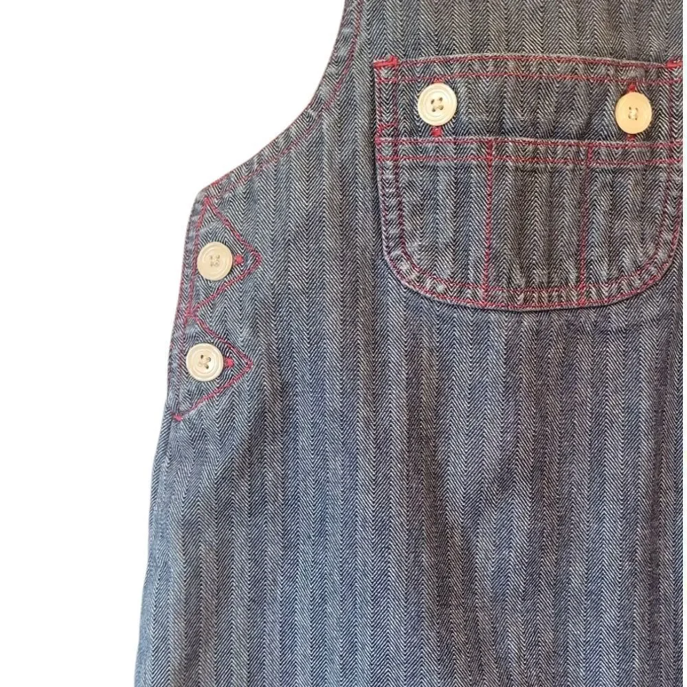 Baby Gap Y2K Chambray Herringbone Overall Jumper Dress Size 18-24 Months